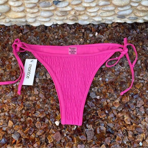 NWT Montce Pink Tie Up Bikini Bottom Swim. Size Large - Picture 4 of 7